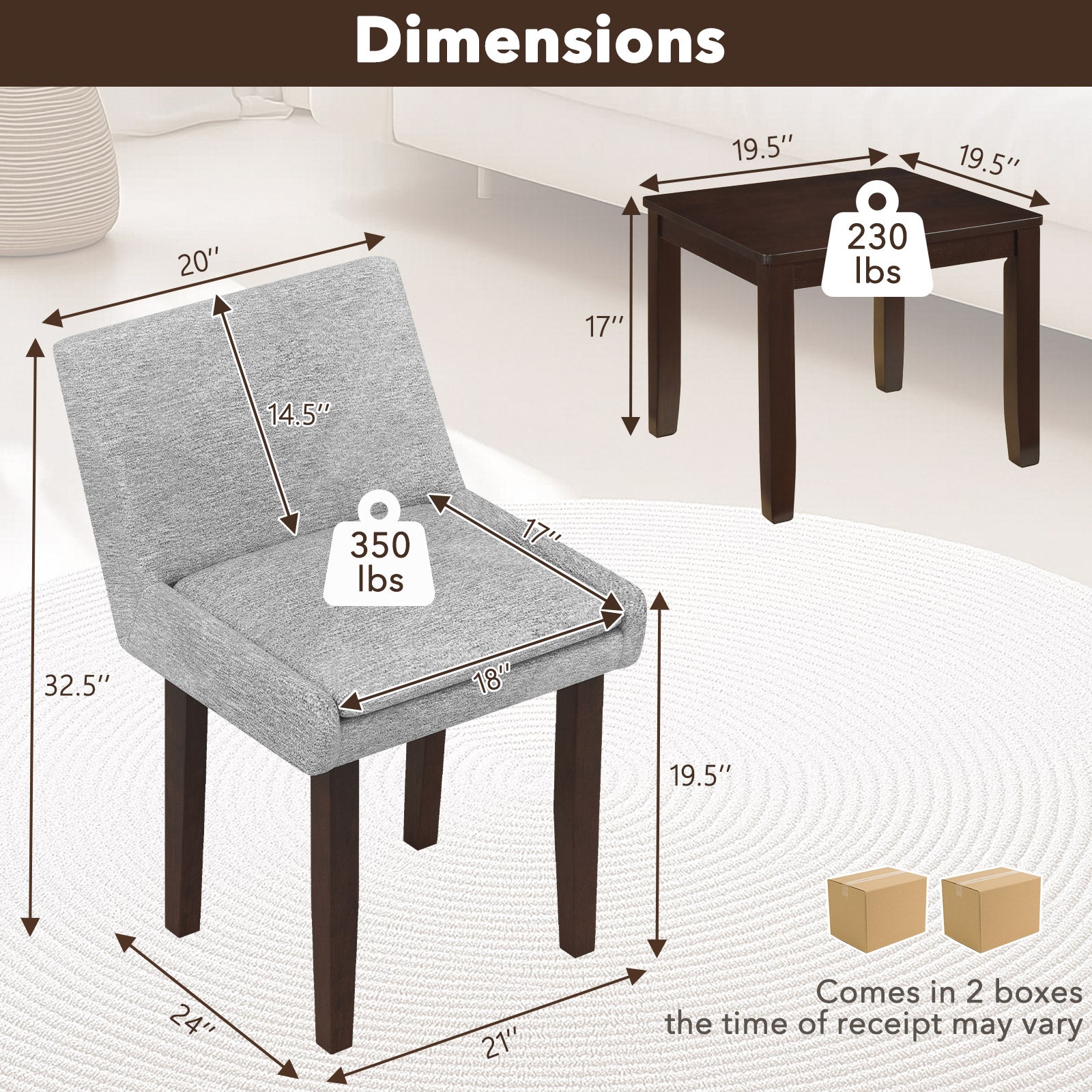 Costway 3-Piece Accent Table & Upholstered Chair Set - Modern Living Room Furniture for Small Spaces | Perfect for Apartments, Dorms & Cozy Home Decor