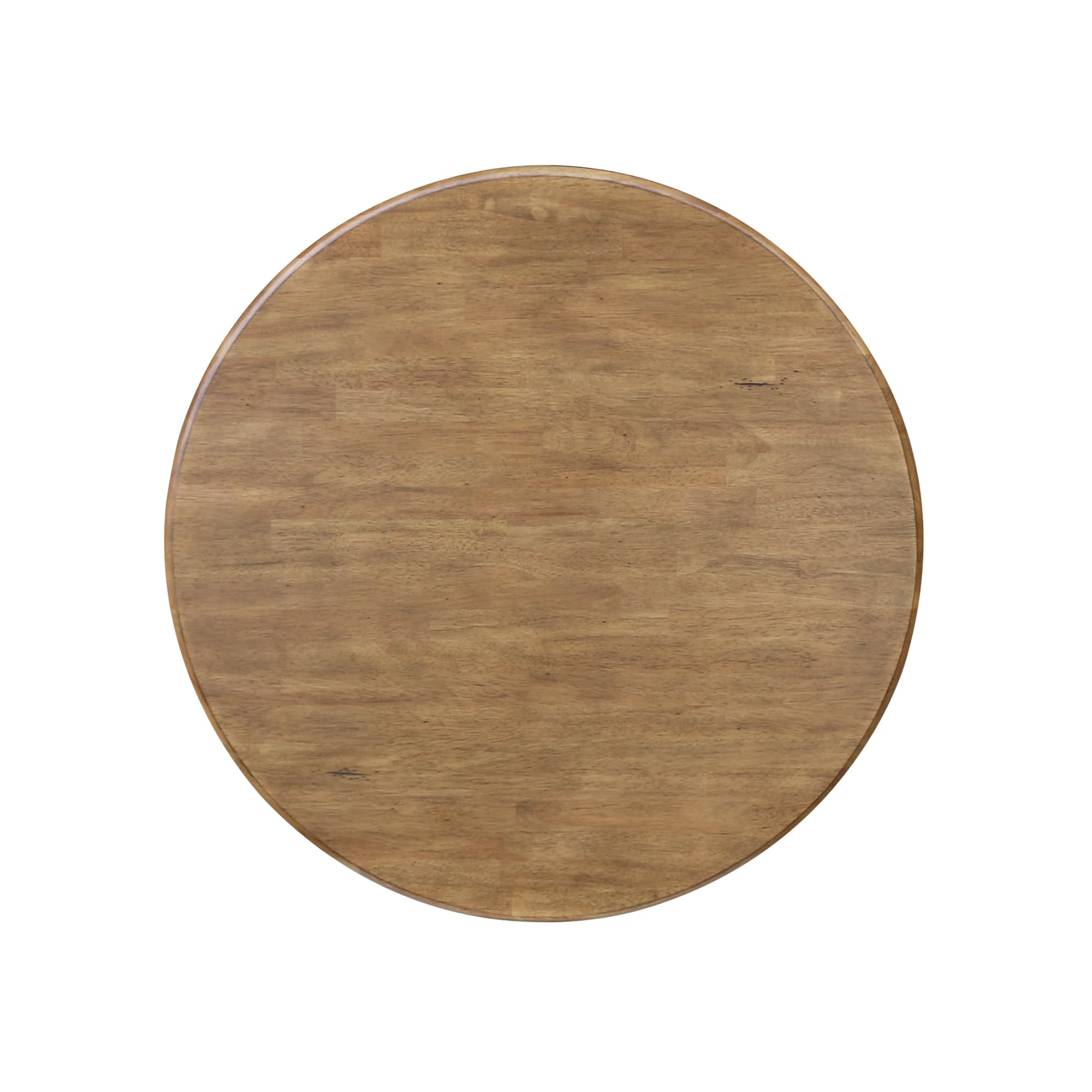 IC International Concepts 36-Inch Round Pedestal Dining Table - 28.9-Inch Height Solid Wood Construction - Hickory/Washed Coal Finish - Perfect for Small Spaces, Kitchens, Dining Rooms & Breakfast Nooks