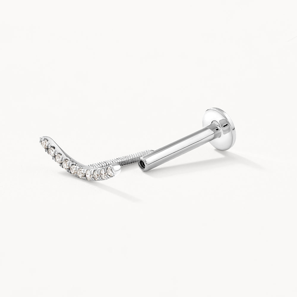 Micro Diamond Climber Helix Single Stud Earring in Sterling Silver - Perfect for Cartilage Piercing & Everyday Wear