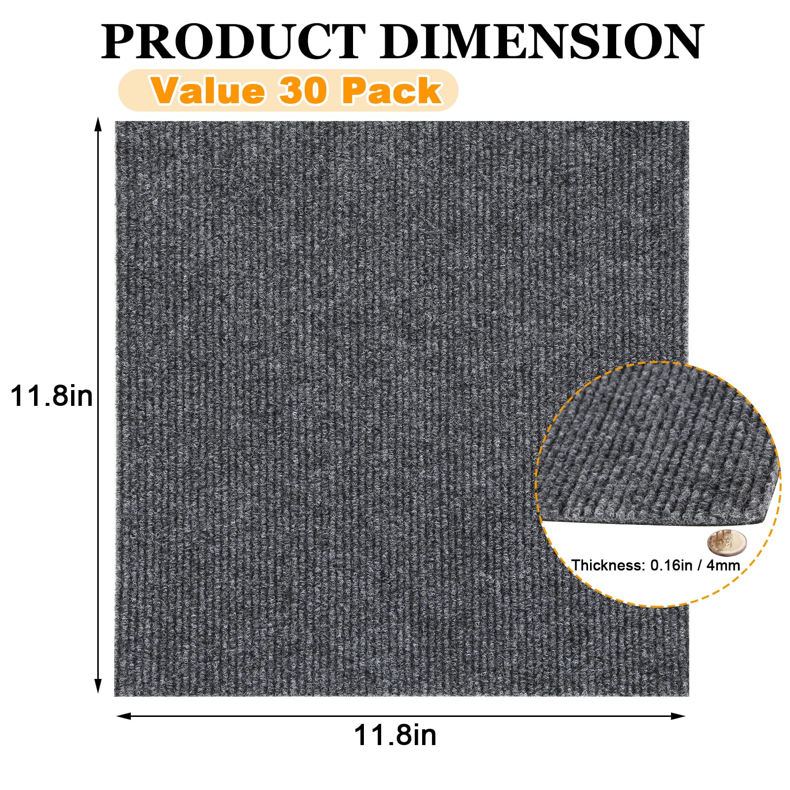 30 Pack Peel and Stick Carpet Tiles 12