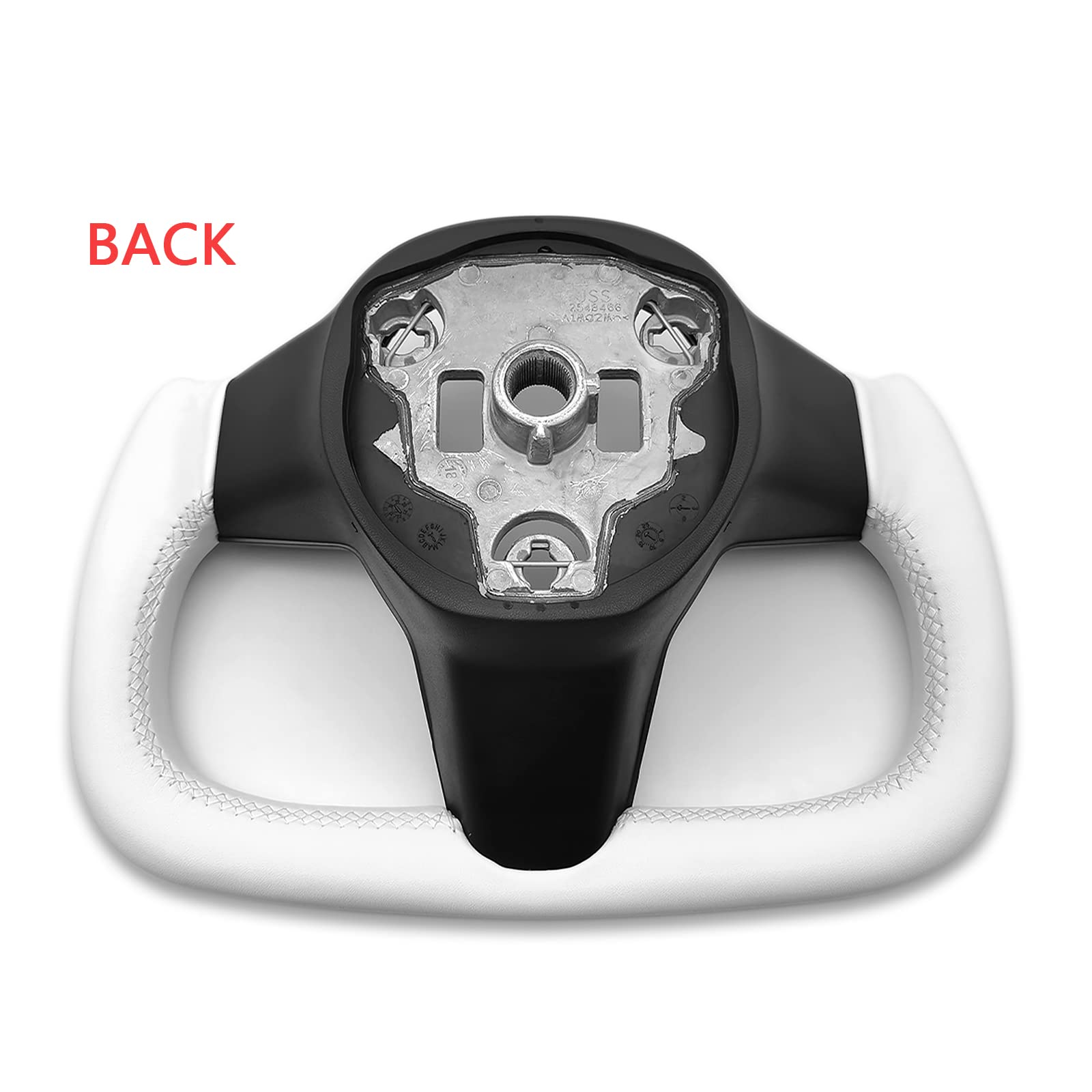Premium Glossy Carbon Fiber Heated Steering Wheel for Tesla Model 3 & Model Y (White) | Yoke Style Aircraft Disc Design | All Years Compatible | Winter Driving & Luxury Interior Upgrade