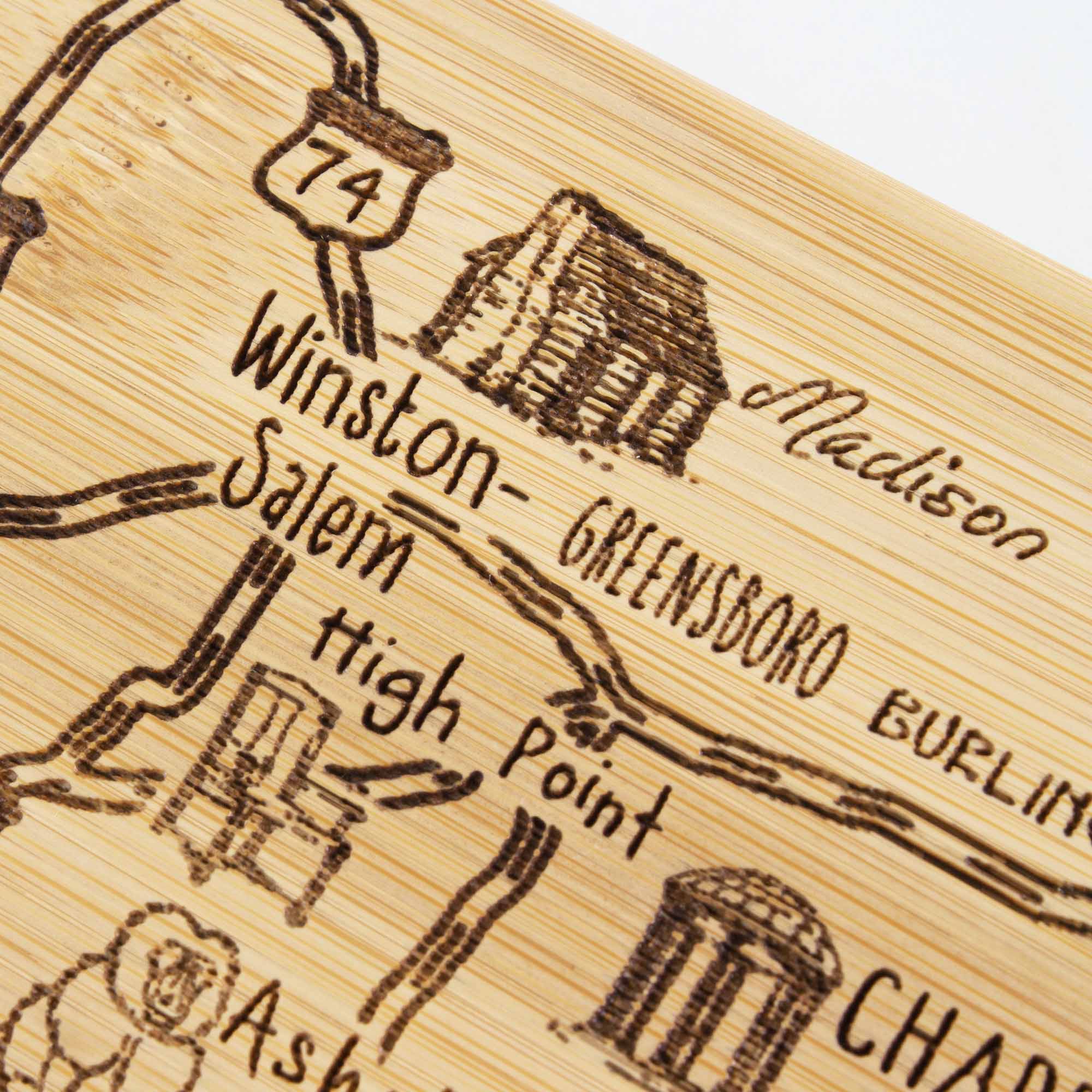Premium 18 x 8 Inch North Carolina Themed Wooden Cutting Board - Durable Kitchen Chopping Board for Meat, Vegetables & Charcuterie - Perfect Gift for Home Chefs & State Lovers