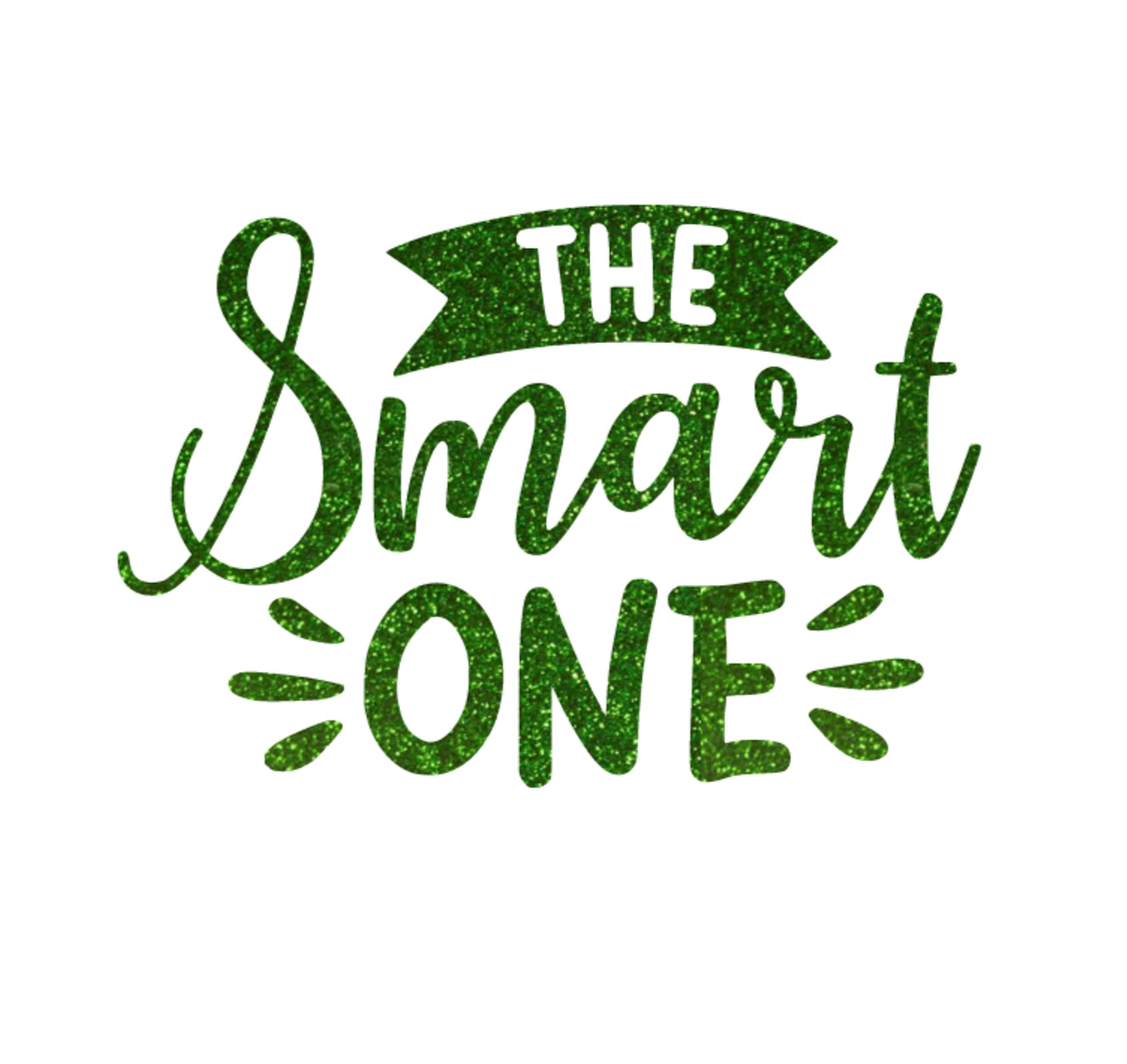 Smart One Iron On Decal - Graduation Transfer for High School Seniors | DIY Heat Transfer Vinyl | Funny Graduate Gift Idea | Perfect for T-Shirts, Totes & DIY Crafts (Grass Green Glitter)