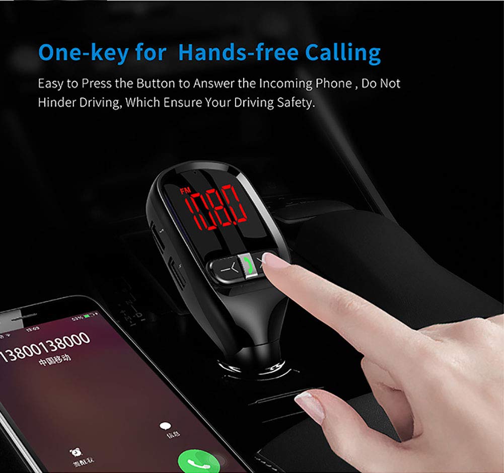 Wireless Bluetooth FM Transmitter for Car - 4.2 In-Car Radio Adapter with Hands-Free Calling, Dual USB Charging Ports, LED Display & 4 Stereo Modes | Perfect for Road Trips, Commuting & Streaming Music