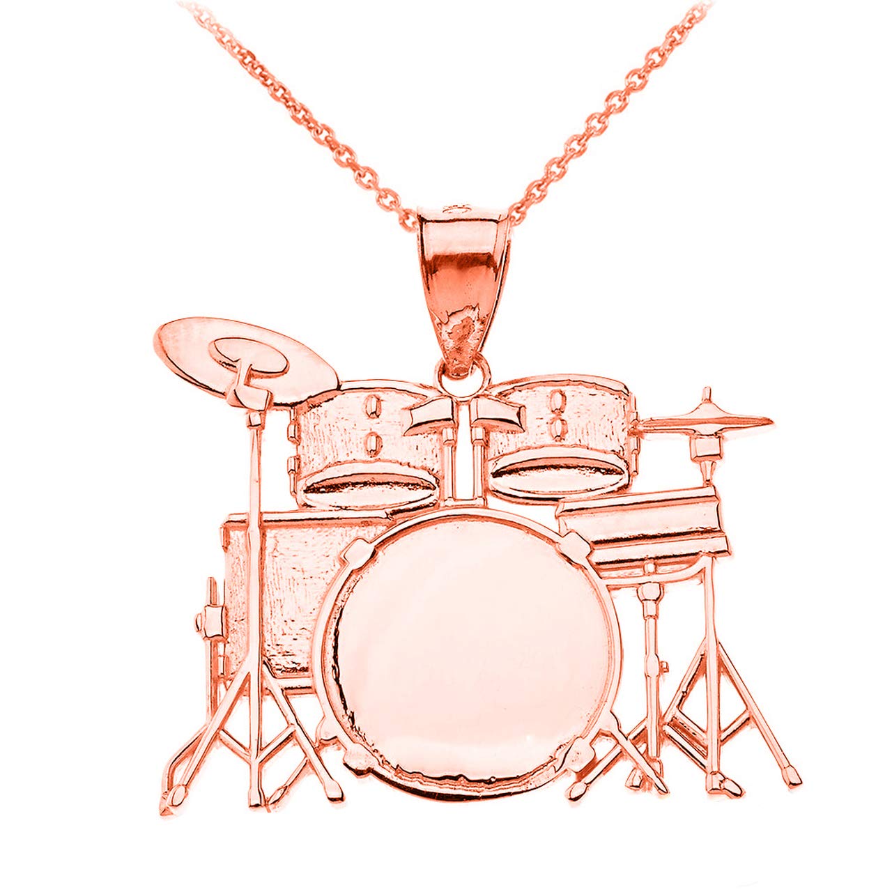 10k Gold Miniature Drum Set Charm Pendant Necklace - Certified Music Jewelry for Musicians & Drum Lovers - Perfect Gift for Birthdays, Anniversaries & Music Enthusiasts