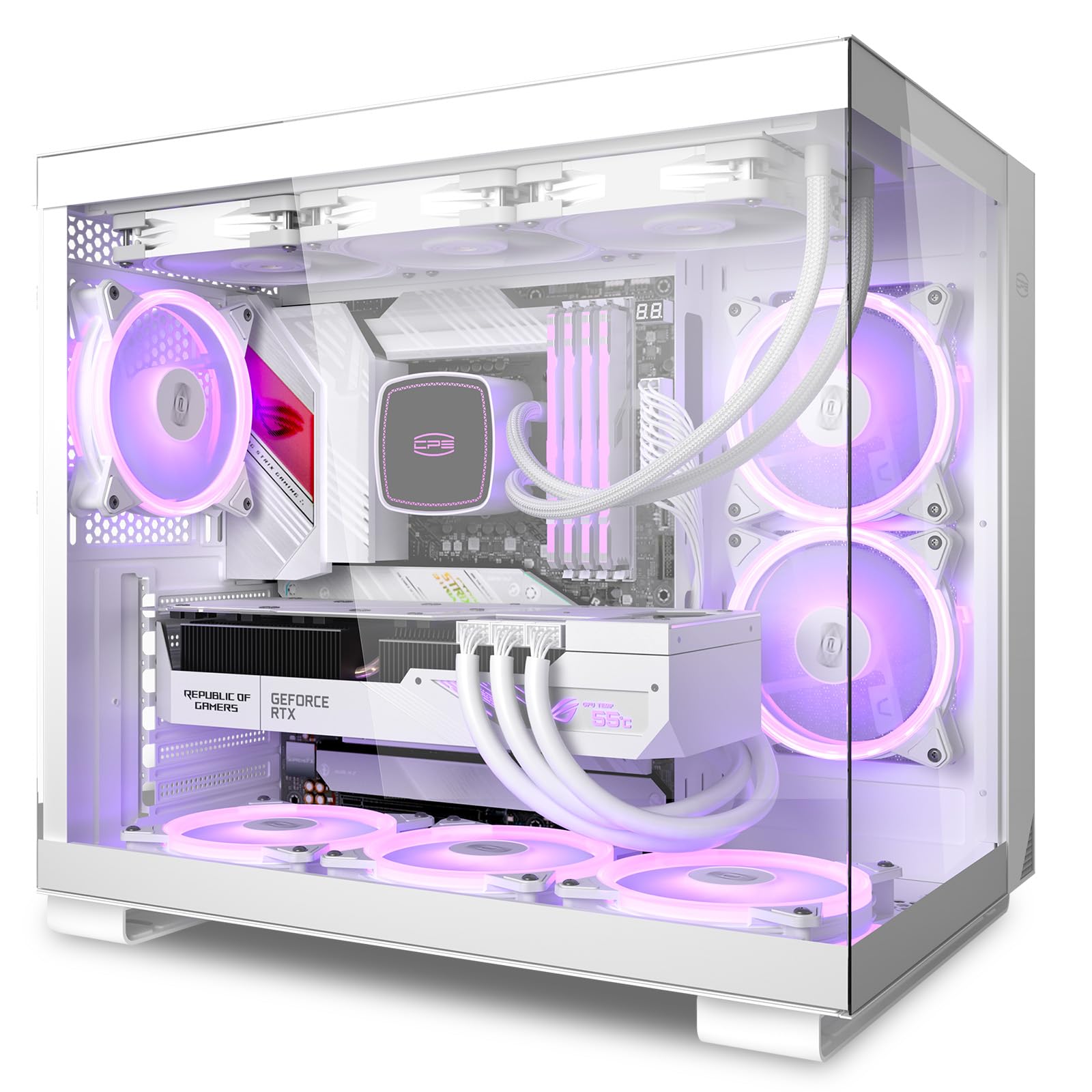 PCCOOLER C3T500 ARGB Mid Tower Gaming PC Case - ATX/M-ATX/ITX Motherboard Compatible with 6 ARGB Fans, Column-Free Design, 360mm Radiator & 400mm GPU Support - Easy Installation (White) | Perfect for High-Performance Gaming Rigs & Streaming Setups