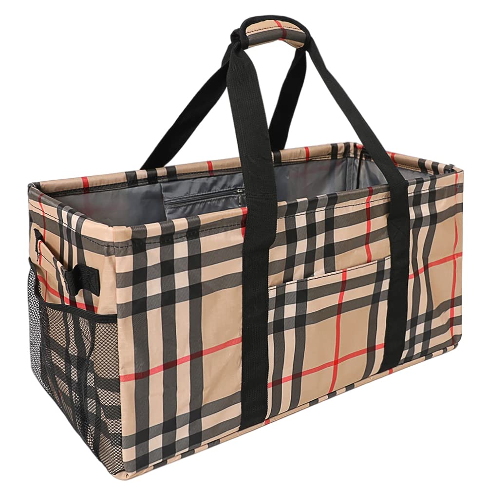 Extra Large Canvas Tote Bag for Women with Multiple Pockets - Collapsible Reusable Shopping Bag for Groceries, Beach, Work & Travel
