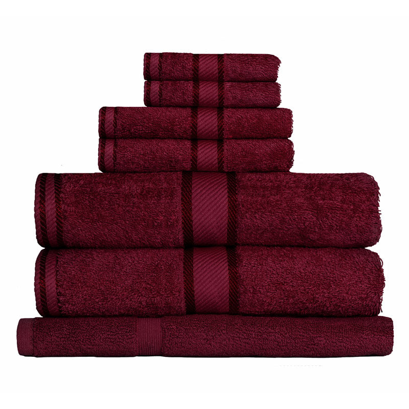Premium 100% Cotton Bath Towel Set - 7-Piece Luxury Soft Absorbent Towels in Burgundy for Spa, Bathroom & Guest Use