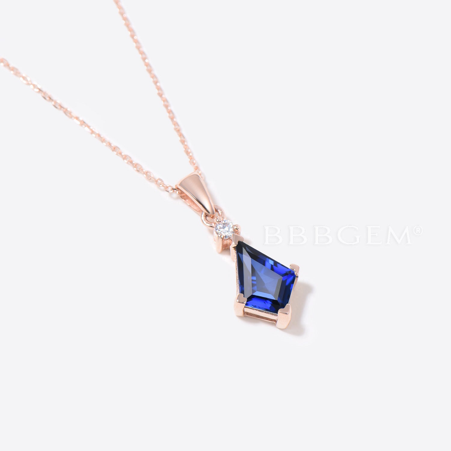 Elegant Sapphire Wedding Necklace - 14K Solid Rose Gold Blue Gemstone Bridal Pendant Jewelry for Bride, Anniversary Gift, Prom & Formal Occasions