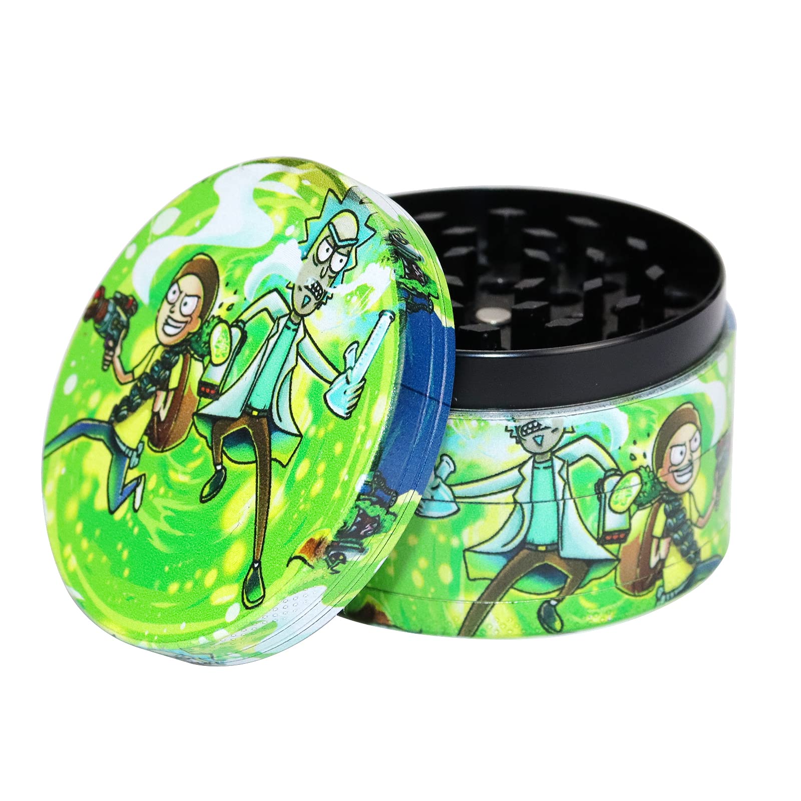 Premium 4-Piece Spice Grinder Set - Non-Stick Aluminum Alloy Herb Grinder with Mesh Screen & Pollen Scraper (2.5 Inch, Green) - Perfect for Grinding Herbs, Spices & Tobacco - Ideal for Kitchen, Cooking & Outdoor Use