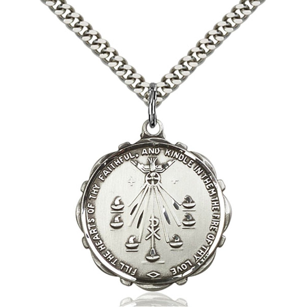 Men's Sterling Silver SEVEN GIFTS Pendant with 24