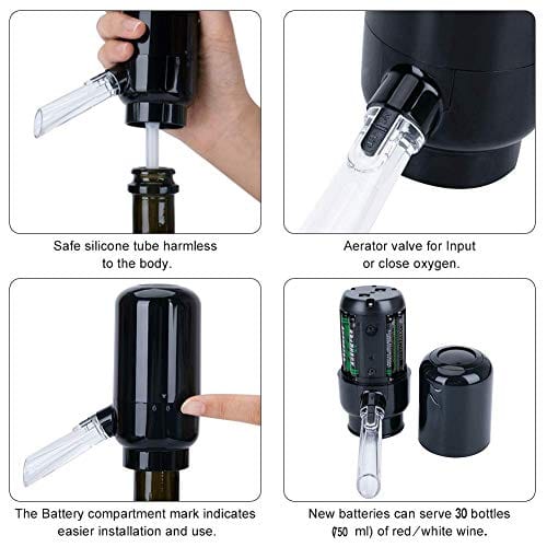 Circle Joy Electric Wine Aerator - Automatic Battery Powered Wine Pourer & Dispenser for Red, White & Sparkling Wines - Perfect for Dinner Parties, Wine Tasting & Home Bars