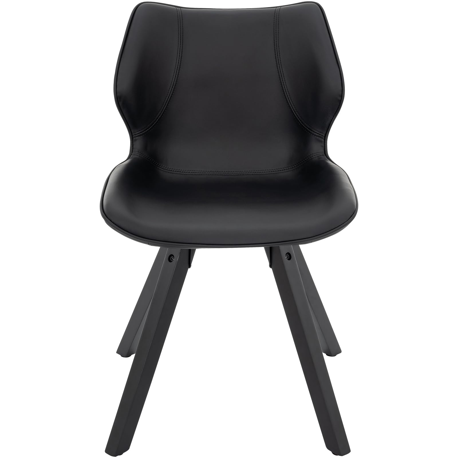 Brage Living Dining Chairs Set of 2 - Modern PU Leather Kitchen & Dining Room Chairs, Upholstered Armless Side Chairs with Solid Wood Legs (Black) - Perfect for Small Spaces, Breakfast Nooks & Contemporary Dining Areas