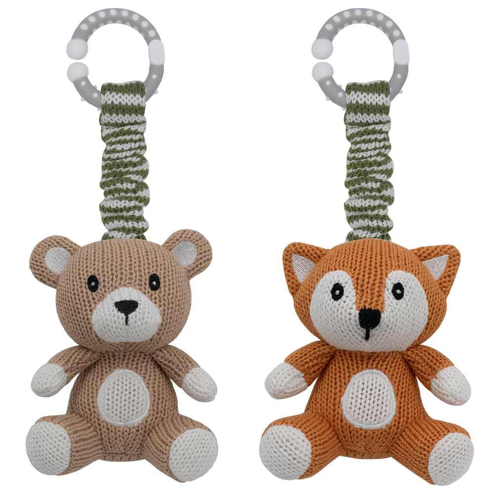 Adorable Bear & Fox Stroller Toys for Babies - Soft & Safe Pram Accessories for Newborns & Toddlers - Perfect for Strollers, Car Seats & Playtime Fun