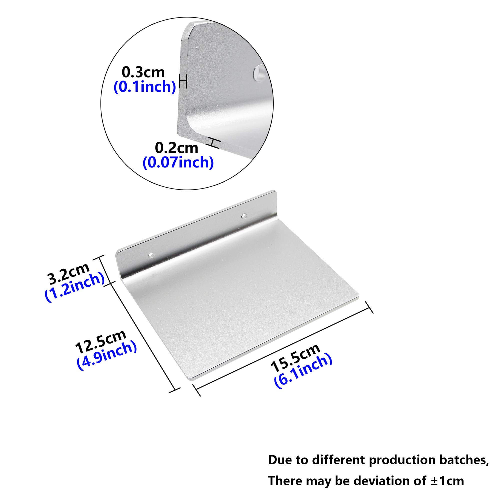 SinLoon 6 Inch Small Wall Mount Shelf - Flat Satin Aluminum Bathroom Organizer for Smartphone, Tablet, Toiletries & Small Speakers (Silver) | Space-Saving Storage Solution for Bathroom, Kitchen & Bedroom