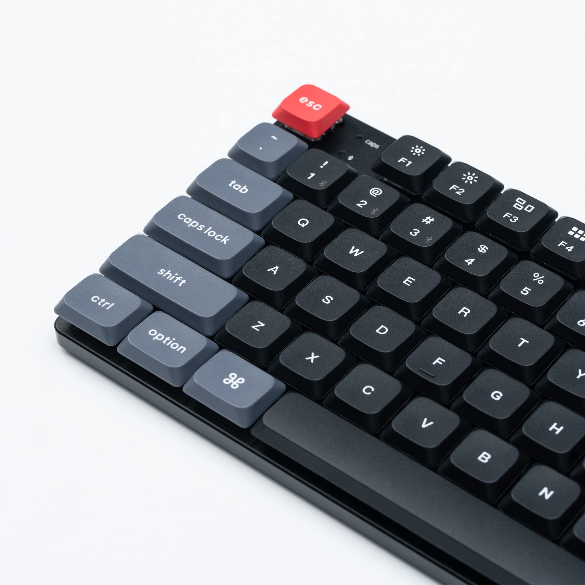 Keychron K1 Pro Ultra-Slim Wireless Bluetooth & Wired USB Mechanical Keyboard - QMK/VIA Programmable, Low-Profile Gateron Red Switches, TKL Layout, Double-Shot PBT Keycaps, White LED Backlight for Mac/Windows/Linux - Perfect for Office Work, Gaming & Programming