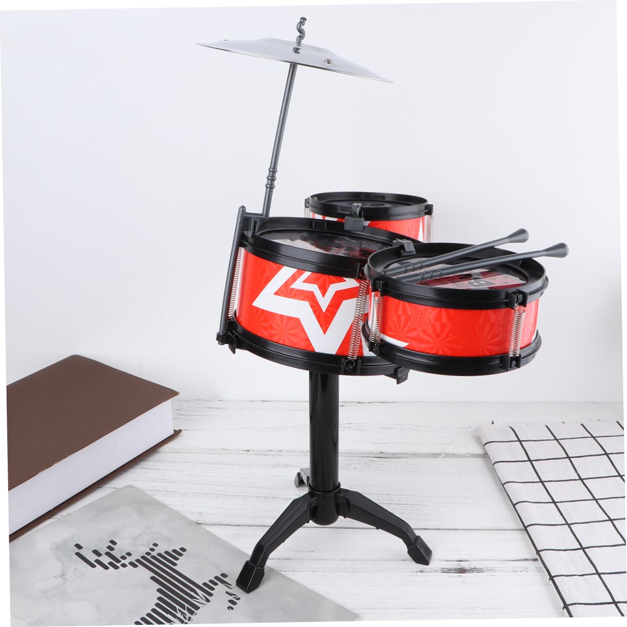 HONMEET Kids Drum Set - 5-Piece Musical Instrument Toy for Toddlers & Children, Red - Perfect for Early Learning, Birthday Gifts & Pretend Play