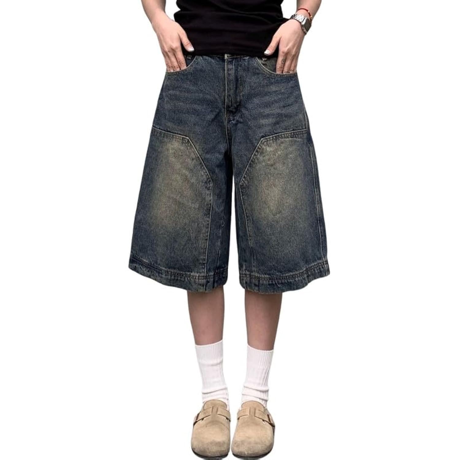 Women's Baggy Jean Shorts | Y2K Low Rise Wide Leg Denim Jorts | Goth Summer Loose Streetwear Retro Blue Shorts | Perfect for Casual Outings, Music Festivals & Vintage Looks