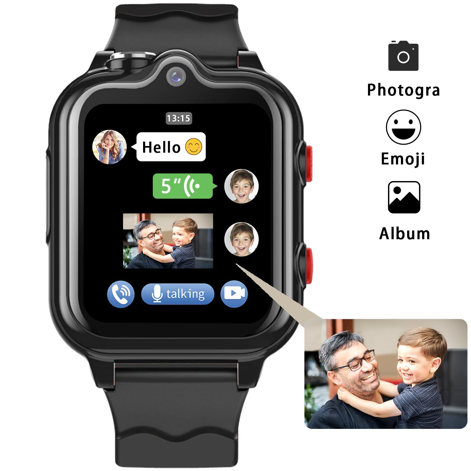 **4G Kids Smart Watch with Phone Calling & Text Messaging - WiFi, Video Chat, Bluetooth, Pedometer, Alarm - Waterproof Wrist Watch for Boys & Girls Ages 4-16 - Perfect Birthday Gift for School, Outdoor & Safety Tracking**