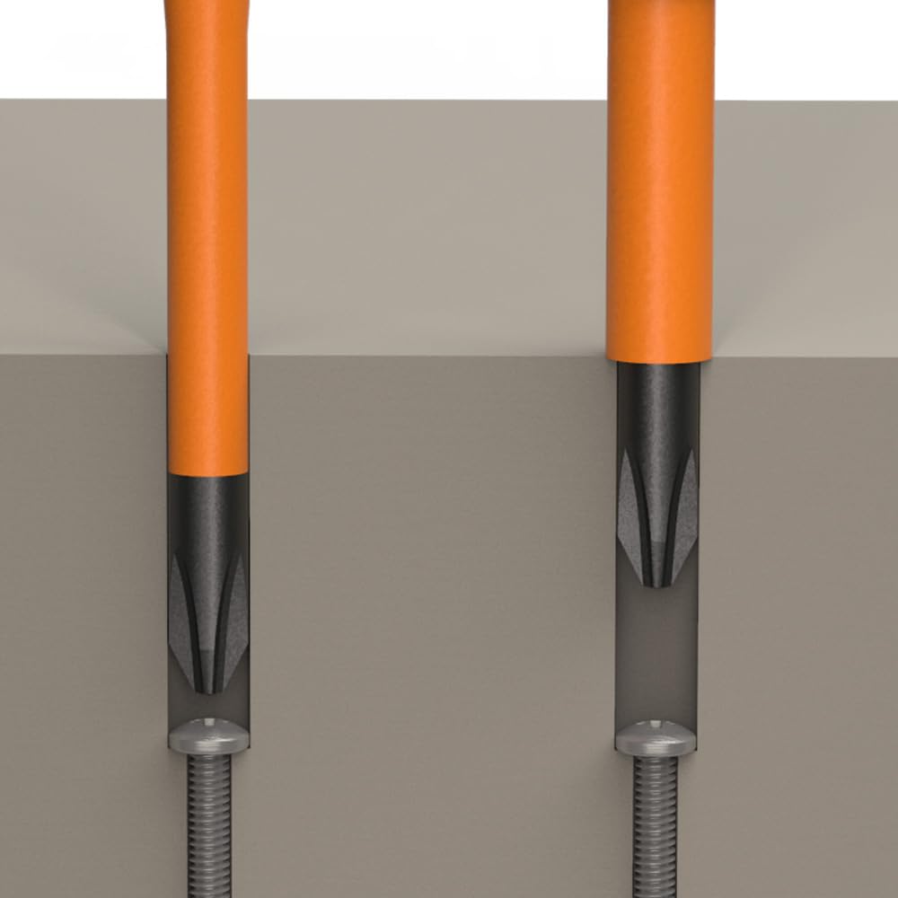 Klein Tools 32287 Insulated Screwdriver Set - 2-in-1 Flip Blade with #1 & #2 Square Tips - Double-Ended Electrician Screwdriver for Safe Electrical Work - Perfect for DIY, Home Repairs, and Professional Electricians