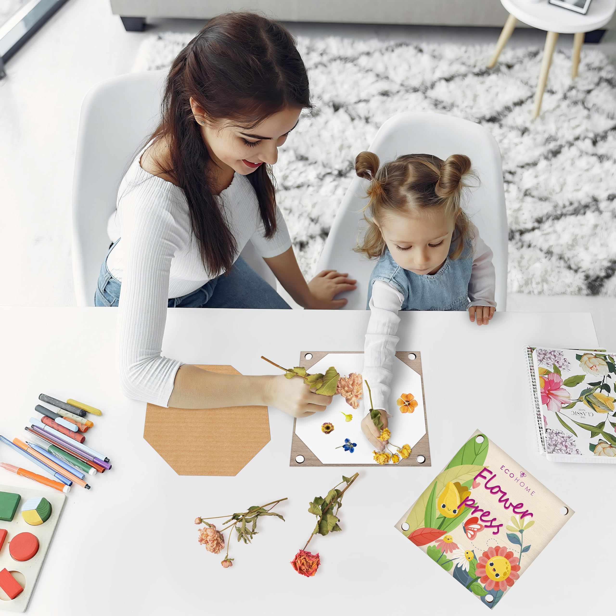 ECOHOME Flower Press Kit for Kids - Complete DIY Pressed Flower Art Set with Clear Instructions - Perfect for Children's Crafts, Nature Projects & Unique Gifts - Great for Classroom Activities, Birthday Presents & Creative Play