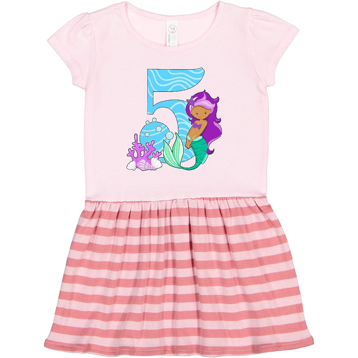 Inktastic Fifth Birthday Mermaid Toddler Dress - Cute Girls' Outfit for Birthday Party, Beach Vacation & Special Occasions