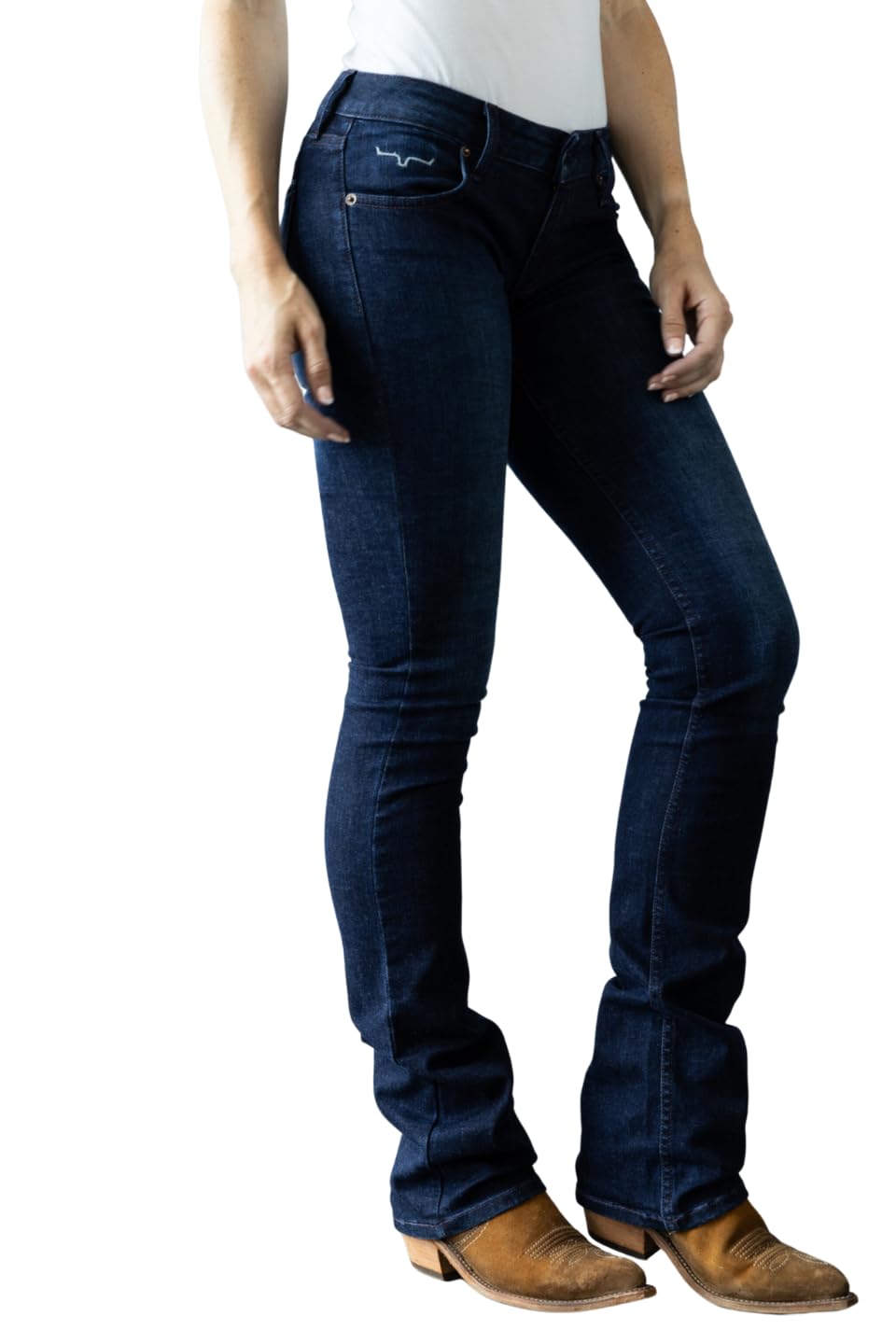Kimes Ranch Women's Audrey Casual Western Low Rise Bootcut Jeans - Dark Wash Denim, Fitted Waist & Thigh, Modest Fit for Everyday Wear, Work & Country Style Outfits