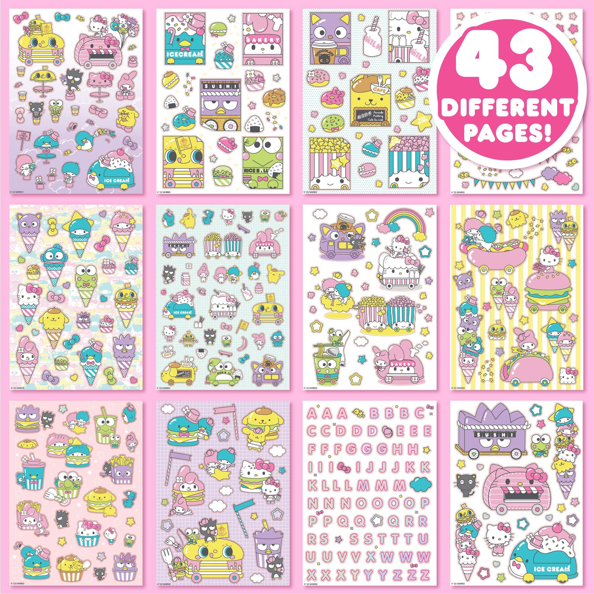 Sanrio Hello Kitty & Friends 1500+ Kawaii Stickers Set - Hello Kitty, Chococat, My Melody, Keroppi, Badtz-Maru, Pompompurin - Cute Gift for Kids, Teens, Girls & Adults - Perfect for Scrapbooking, Journals, Laptops & Water Bottles