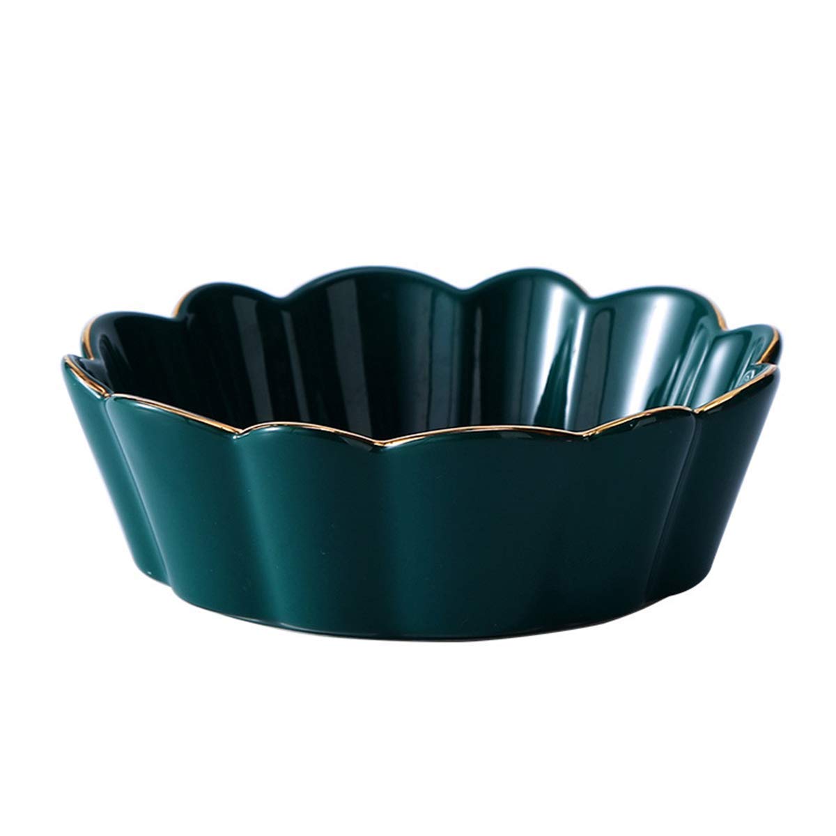 Premium Ceramic Dessert Bowl Set - 300ml Snack Bowl & Ice Cream Dish with Elegant Gold & Dark Green Design - Perfect for Parties, Desserts, Ice Cream, and Charcuterie Boards
