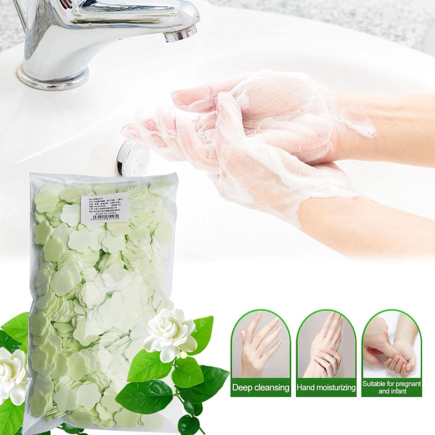 1000 Sheets Disposable Paper Soap for Travel, Hiking & Camping - Portable Hand Washing Soap Leaves for Outdoor, Emergency & Toiletry Use - Eco-Friendly, Gentle & Fragrant (Green) - Perfect for Backpacking, Gym & On-the-Go Hygiene