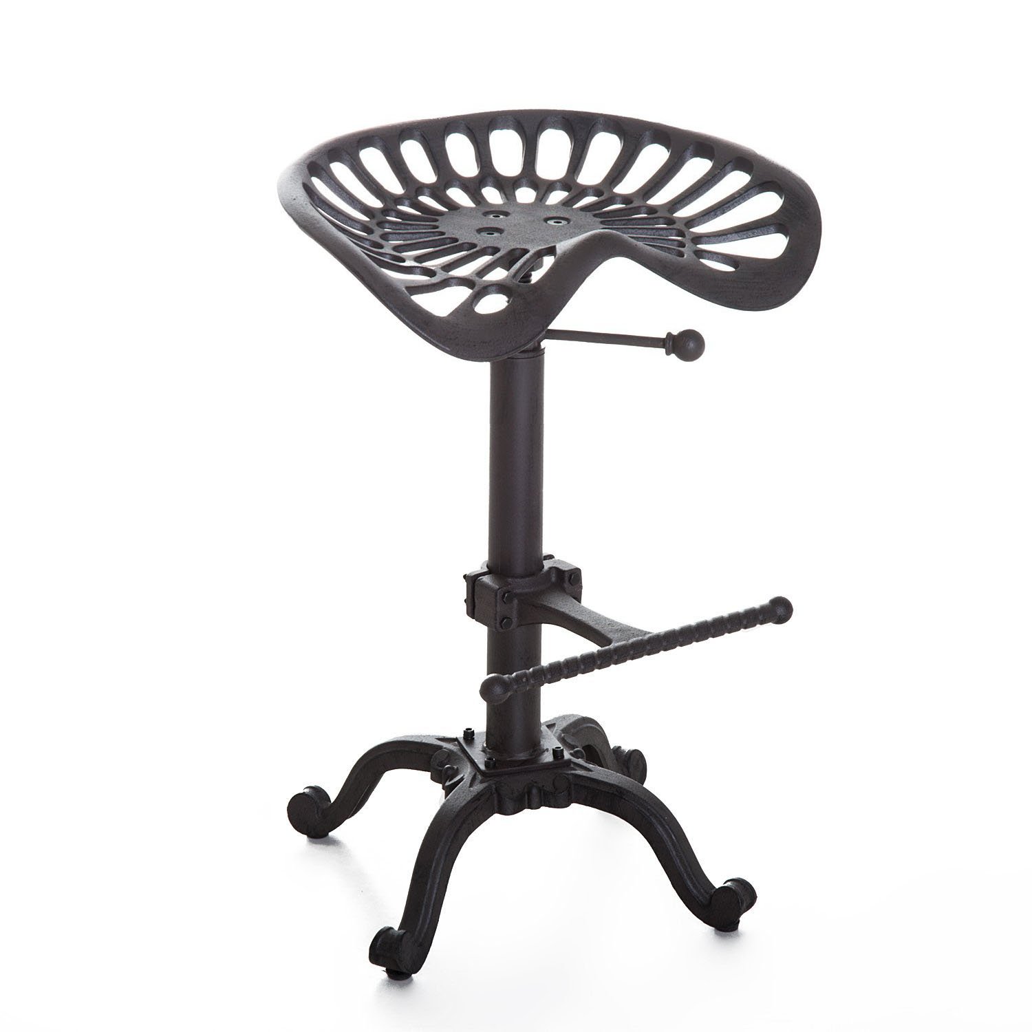 Rustic Industrial Farmhouse Adjustable Swivel Bar Stool - Cast Iron Tractor Seat Counter Height Stool for Kitchen Island, Home Bar & Dining Room - Vintage Style (Rust Finish)