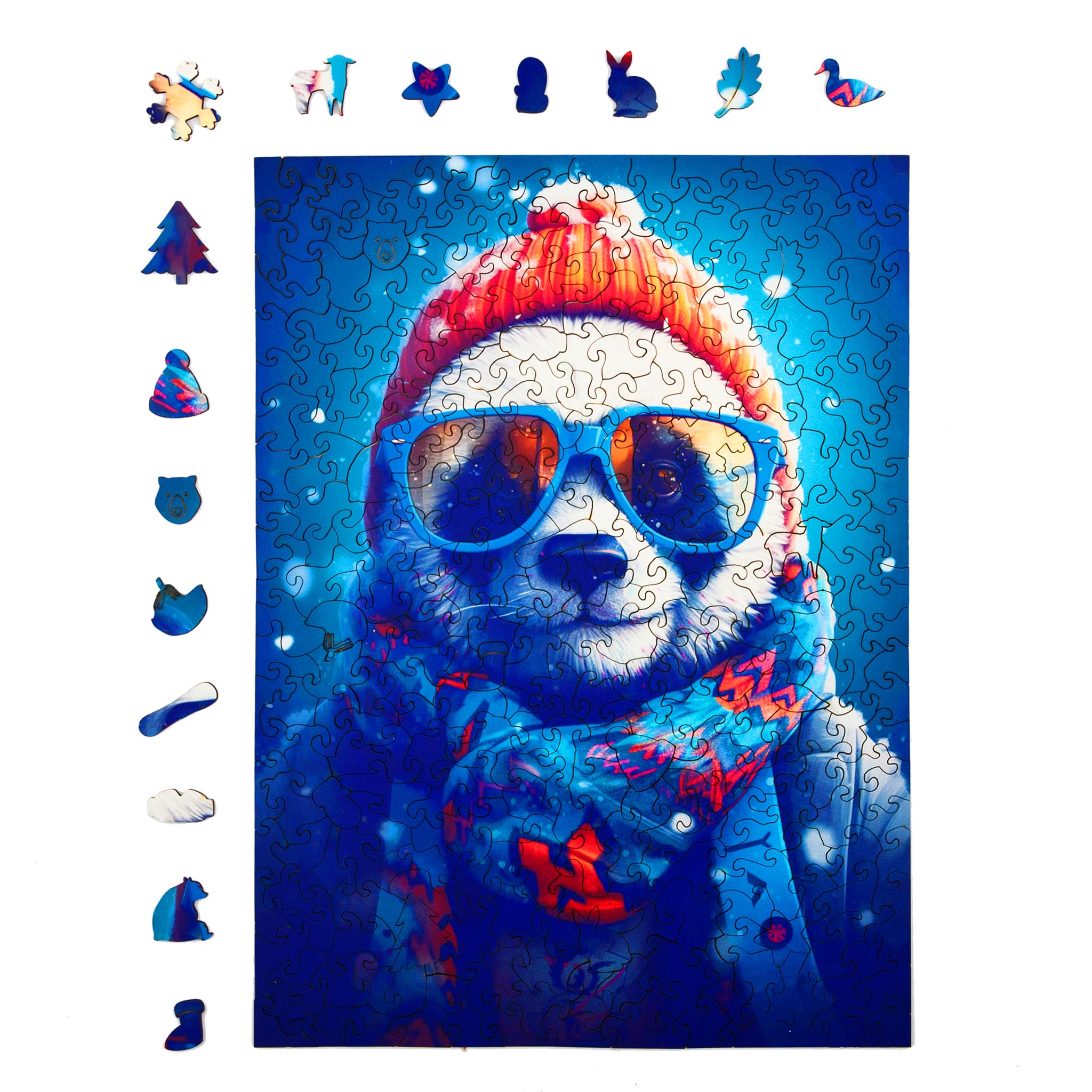 Milliwood 316-Piece Wooden Jigsaw Puzzle - Crazy Panda Animal Puzzle for Kids & Adults (10+ Years) - Brain Teaser & Educational Toy - 27.5x37cm - Perfect for Family Game Night & Classroom Activities