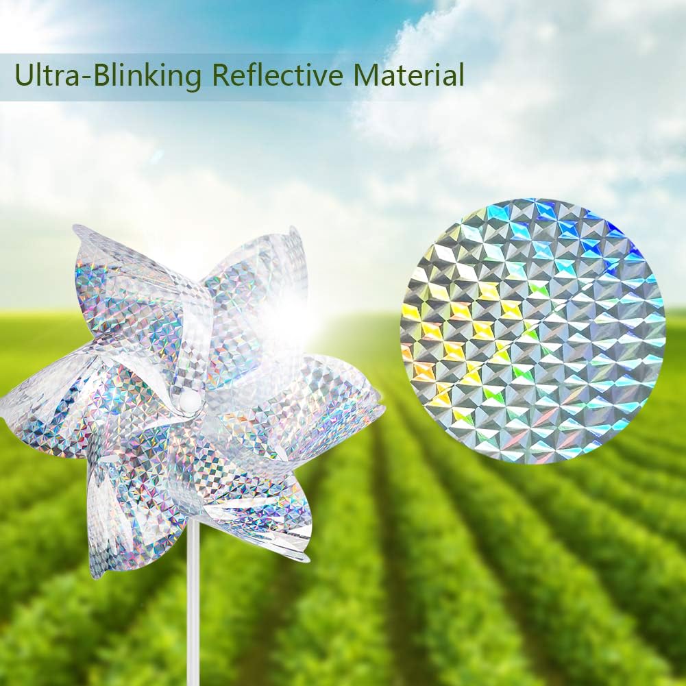 10-Pack Reflective Pinwheels - Extra Sparkly Garden Decor for Kids, Bird Deterrent for Yard, Patio, Lawn & Farm | Perfect for Outdoor Parties, Wedding Decor & Play Areas