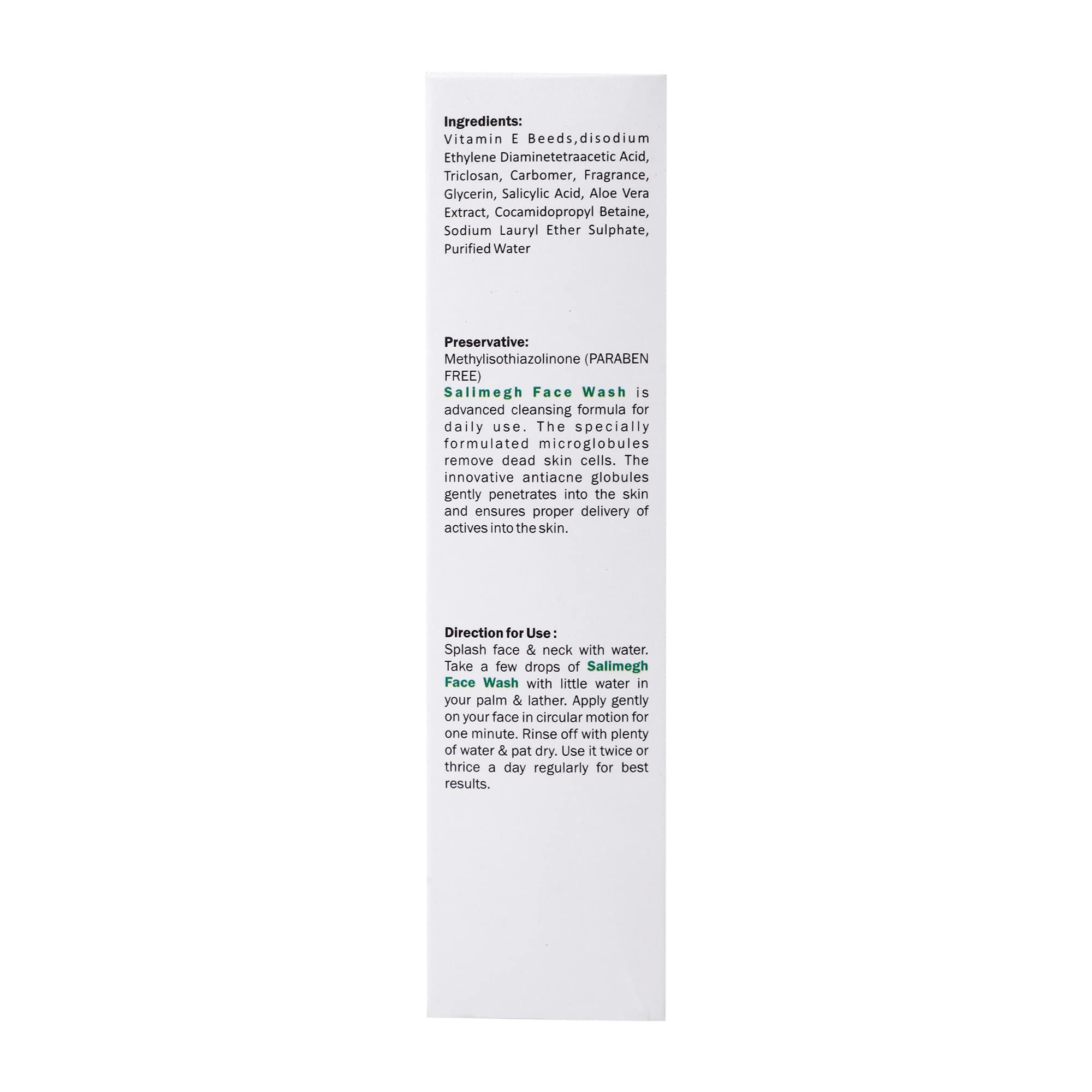 Krimegh Salimegh Acne Face Wash with Salicylic Acid & Triclosan, 60ml (Pack of 2) - Deep Cleansing for Oily & Acne-Prone Skin - Perfect for Daily Skincare Routine