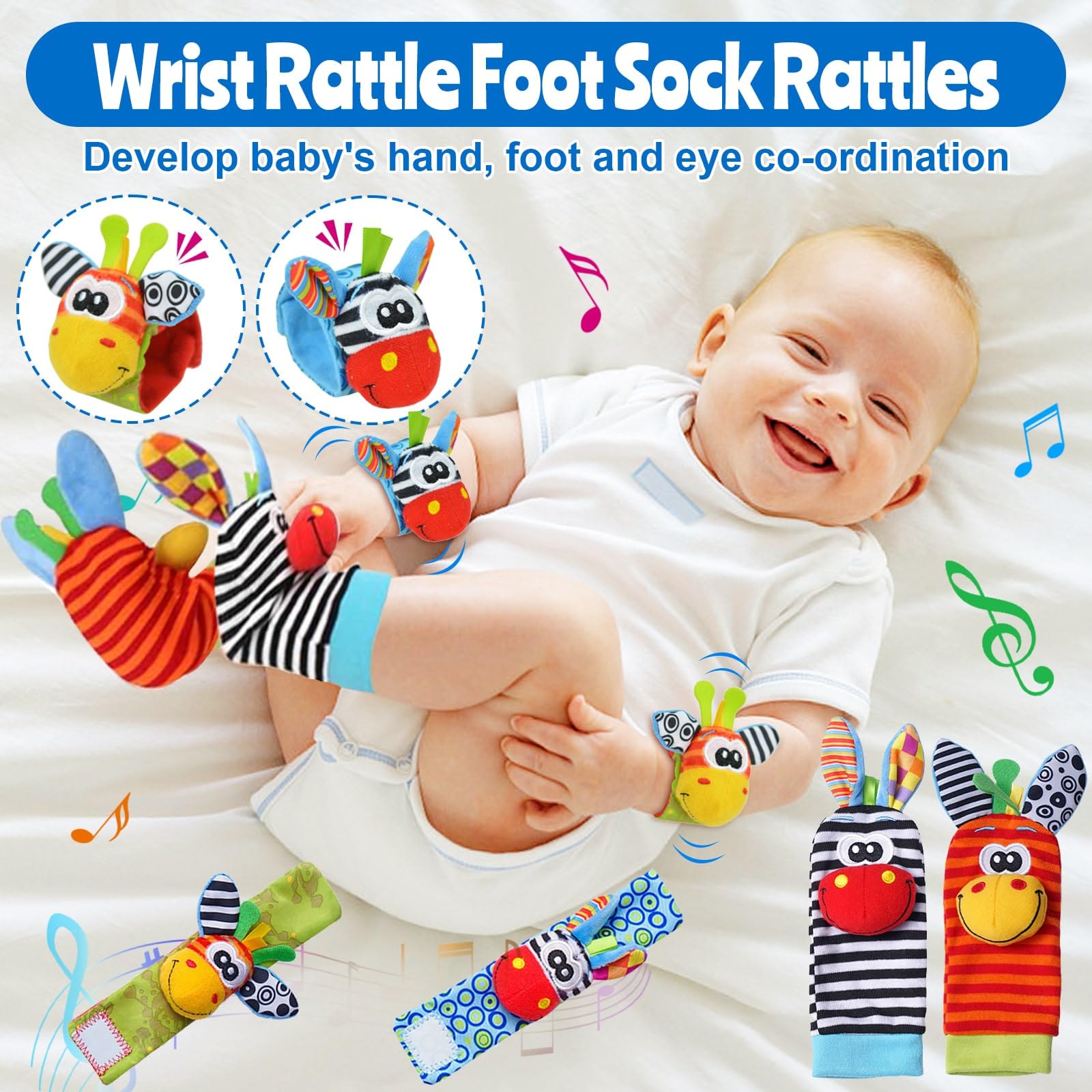 Baby Rattles 0-12 Months - Teething Toys & Infant Socks for Newborns | Perfect Baby Shower Gifts