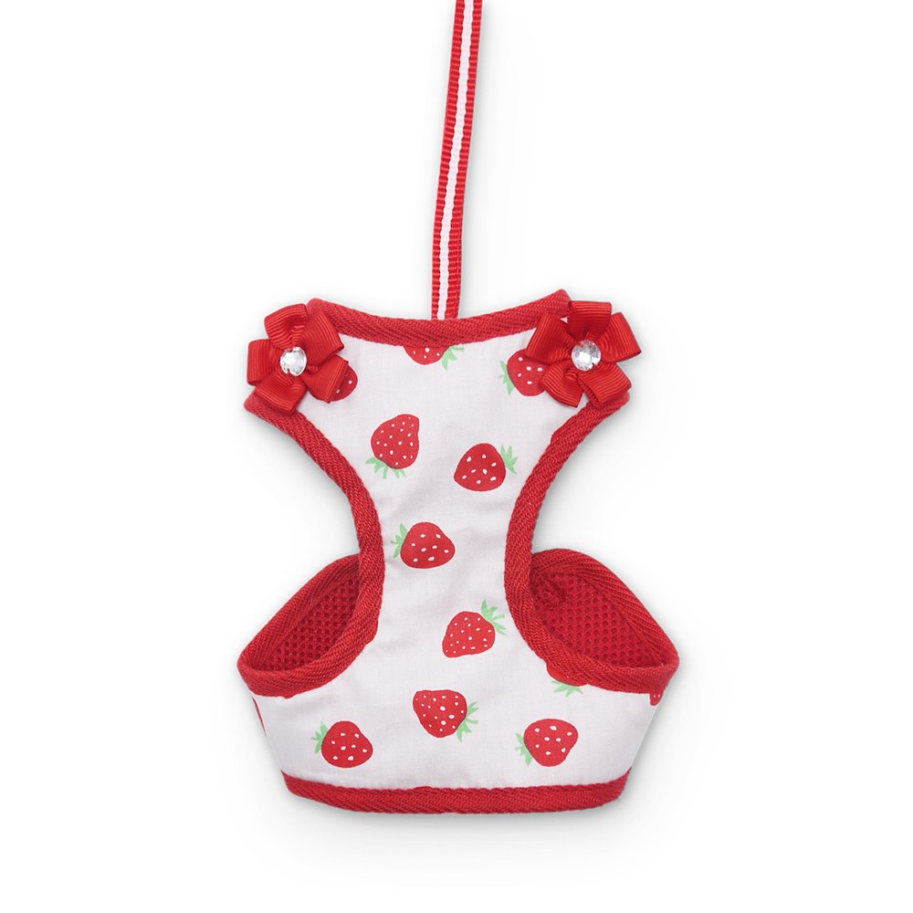 EasyGO Strawberry Harness for Small Dogs - Adjustable Pet Vest with Leash Attachment - Perfect for Walking, Training & Outdoor Adventures