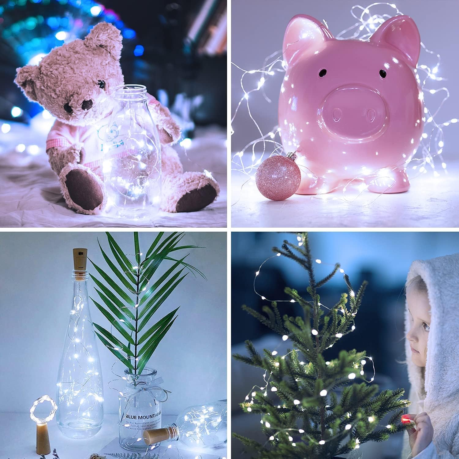 JMEXSUSS 2 Pack 200 LED 66ft Battery Operated Fairy Lights with Remote - 8 Lighting Modes, White Twinkle String Lights for Bedroom Decor, Ceiling Centerpiece, Christmas Tree, Indoor & Outdoor Use (Perfect for Weddings, Parties, and Home Ambiance)