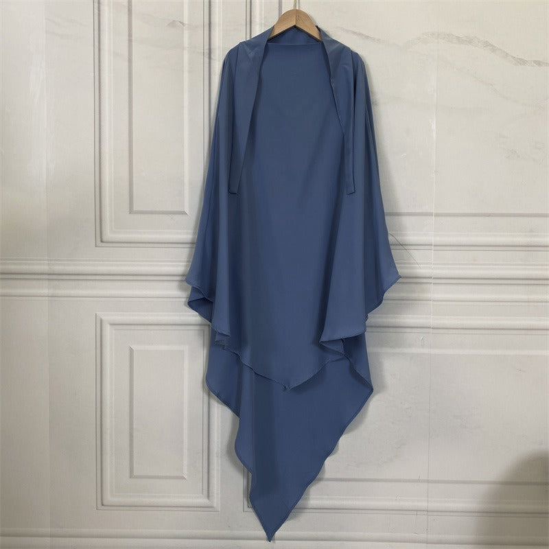 Elegant Muslim Women's Chiffon Khimar Hijab - Lightweight Overhead Scarf for Prayer, Modest Fashion & Daily Wear
