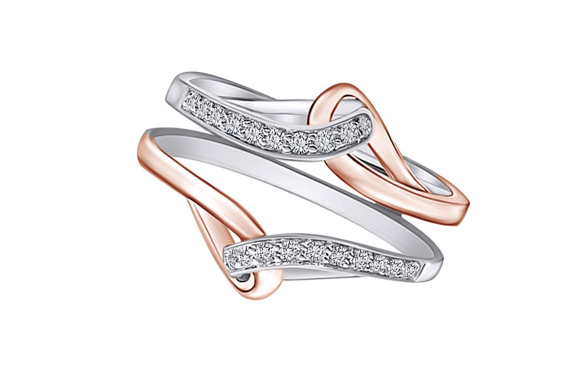 1/5 Carat Natural Diamond Wedding Band Ring Guard Enhancer in 14k Gold Over Sterling Silver - I-J Color, I2-I3 Clarity, 0.20 CTTW - Perfect for Bridal Jewelry, Anniversary Gifts & Stackable Rings