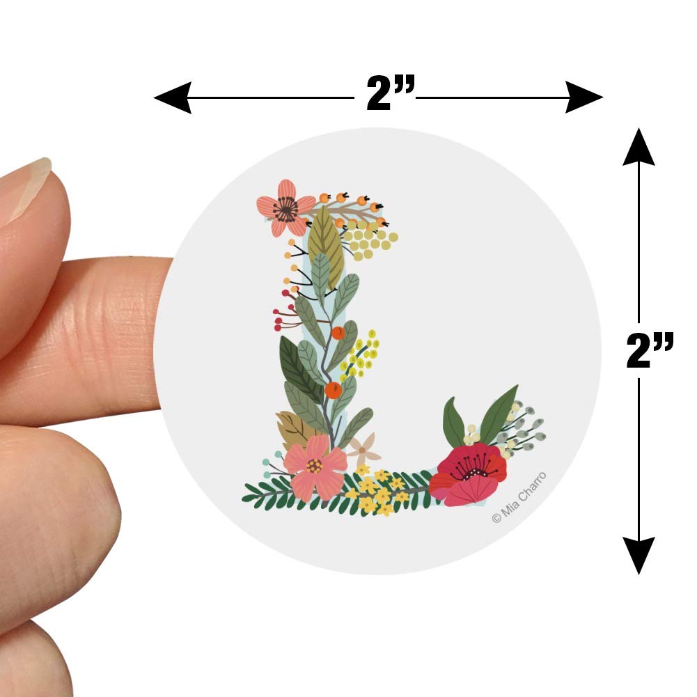 Floral Monogram Letter L Stickers for Planners, Calendars, Scrapbooking & Crafting - Perfect for DIY Journals, Bullet Journals, and Stationery Decoration