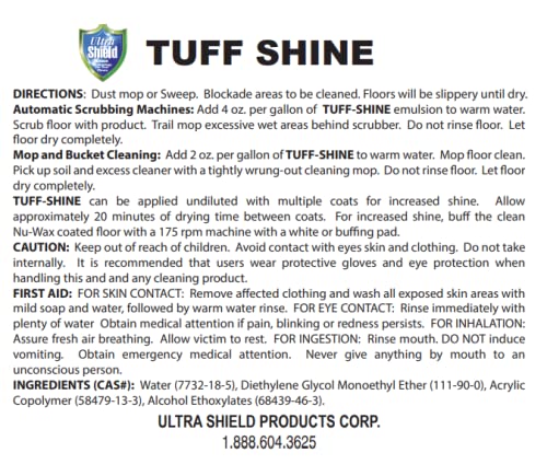 ULTRA SHIELD Tuff-Shine Bag-in-Box Floor Cleaner - 2.5 Gallon Commercial Grade Shine Solution for Concrete Floors | Quick Instant Shine for Janitorial & Industrial Use | Ideal for Warehouses, Garages & High-Traffic Areas