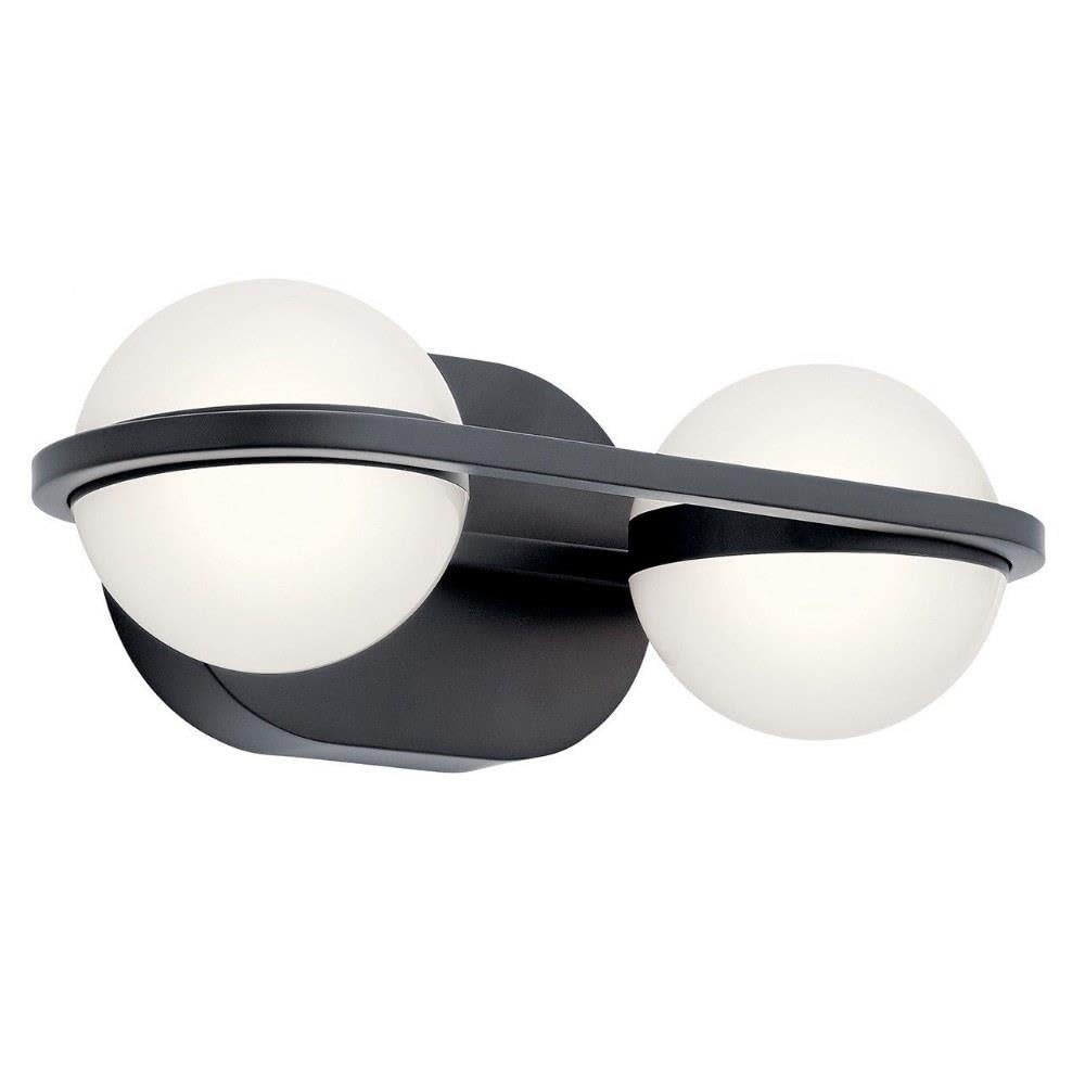 Elan 85091MBK 2-Light LED Vanity Mirror with Matte Black Finish - 12W Energy Efficient Bathroom Makeup Mirror for Dressing Room, Bedroom, or Salon