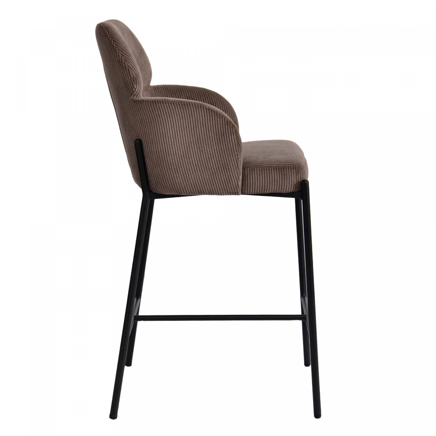 Premium Celon Counter Stool Set of 2 - Soft Corduroy Upholstery in Warm Brown - Perfect for Kitchen Islands, Breakfast Bars & Home Decor