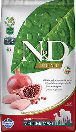 Farmina N&D Prime Grain-Free Dry Dog Food - Chicken & Pomegranate Recipe for Adult Medium/Large Breeds | High-Protein Nutrition for Active Dogs | Perfect for Daily Meals & Training Rewards