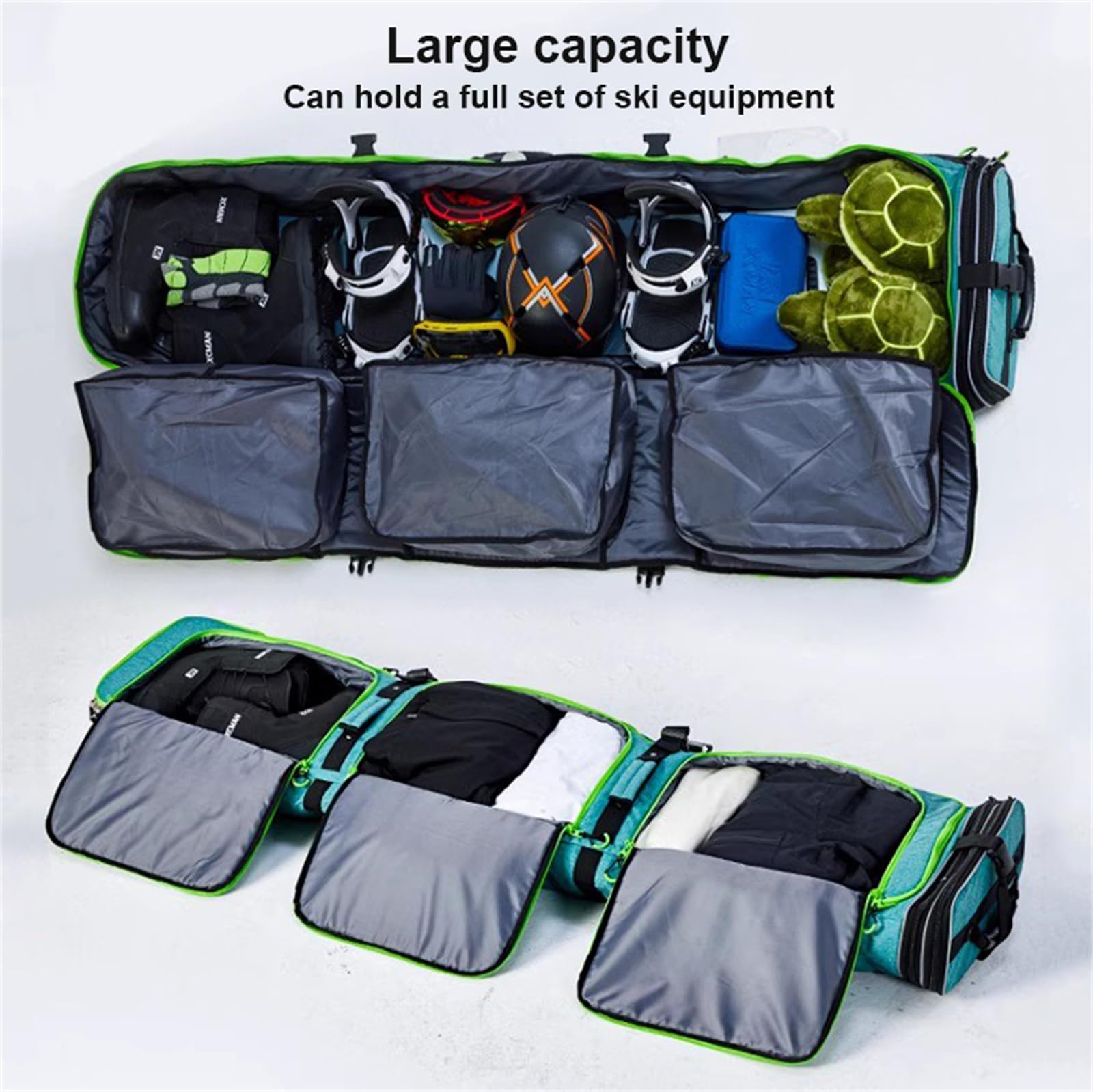 Waterproof Roller Snowboard & Ski Bag with Wheels - Adjustable Length, Foldable & Extra Large for Air Travel - Perfect for Snowboarding Trips & Winter Sports Gear Storage