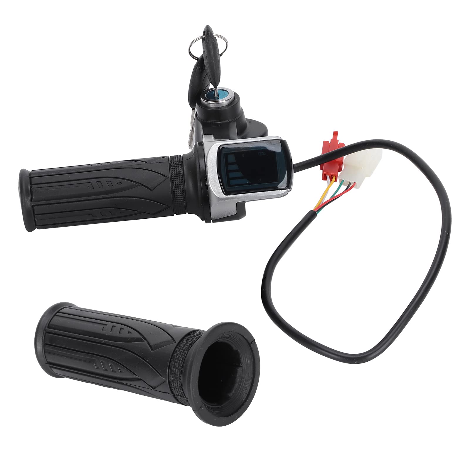 60V Electric Bike Scooter Throttle Grip Set with LED Digital Meter & Power Switch - Replacement Hand Throttle for E-Bike Handlebar - Perfect for Commuting, Off-Road & Urban Riding