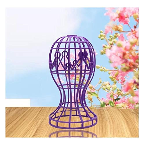 Foldable Plastic Wig Head Stand - Lantern Shape Wig Holder for Storage, Hat & Cap Display - Multi-Purpose Wig Accessories (Purple) | Perfect for Salon, Home Styling & Cosplay Costume Organization