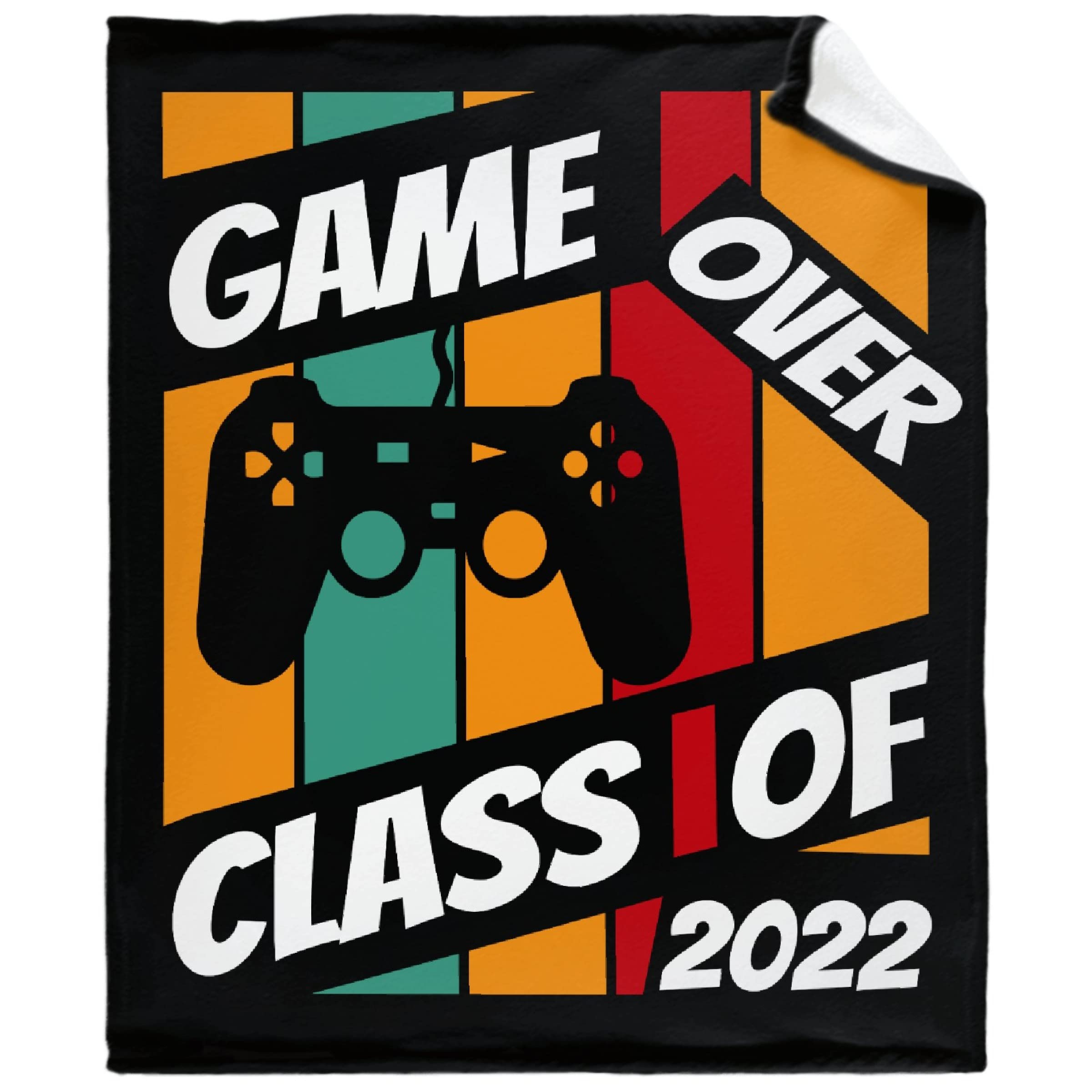 Game Over Class of 2022 Throw Blanket - Premium Flannel Lightweight Soft Blanket Gift for Graduates, Family & Friends - 90x120 Inch Oversized for Bed, Sofa, Couch - Perfect for Dorm Rooms, Movie Nights & Cozy Winter Evenings