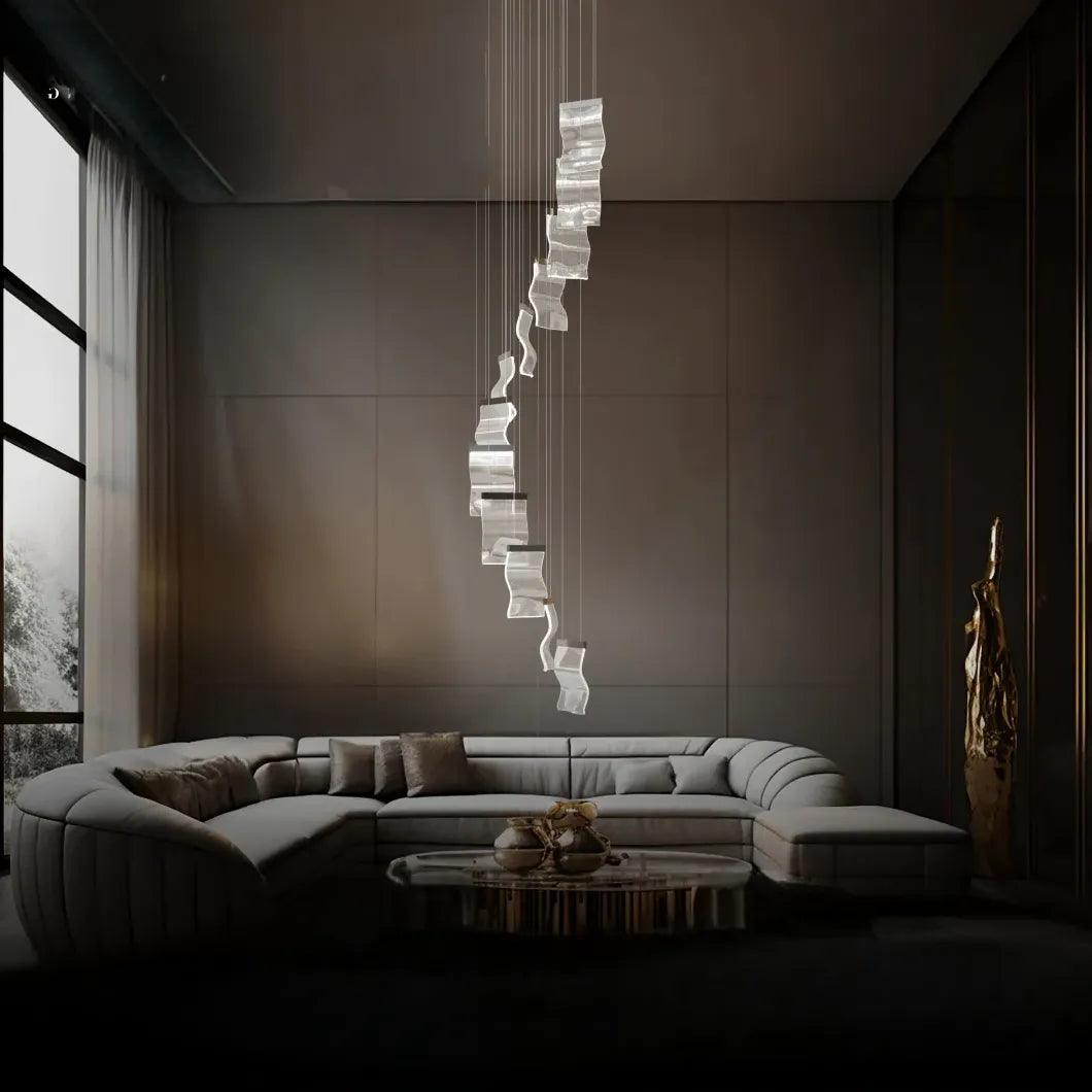 Modern Square Stacking Chandelier for Living Room - Elegant Ceiling Light Fixture for Dining Room, Bedroom & Home Decor