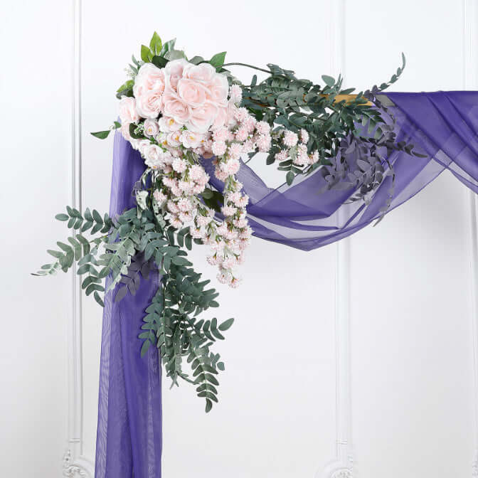 18ft Purple Sheer Organza Wedding Arch Drapery Fabric - Elegant Window Scarf Valance for Weddings, Parties & Home Decor